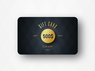 Poster - Template of a premium gift card with a gold circle and text