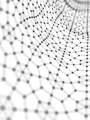 Poster - Abstract 3d rendering futuristic dots and lines. computer geometric digital connection structure. Futuristic black abstract grid. Plexus with particles. Intelligence artificial
