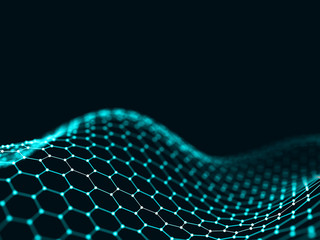 Poster - abstract 3d rendering futuristic dots and lines. computer geometric digital connection structure. fu