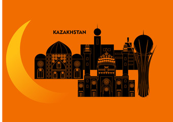 Wall Mural - Kazakhstan and moon