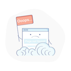Poster - 404 page, Oops, page not found or error flat line illustration concept