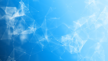 Fototapete - 3d rendering Abstract futuristic dots and lines. computer geometric digital connection structure. Futuristic abstract grid. Design with plexus. Big Data. Intelligence artificial