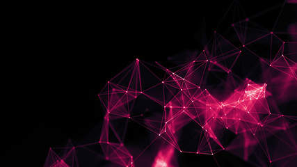 Poster - 3d rendering Abstract futuristic dots and lines. computer geometric digital connection structure. Futuristic abstract grid. Design with plexus. Big Data. Intelligence artificial
