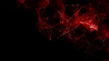 Fototapete - 3d rendering Abstract futuristic dots and lines. computer geometric digital connection structure. Futuristic abstract grid. Design with plexus. Big Data. Intelligence artificial
