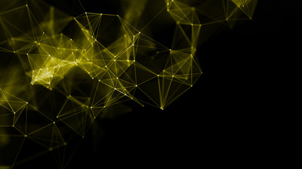 Poster - 3d rendering Abstract futuristic dots and lines. computer geometric digital connection structure. Futuristic abstract grid. Design with plexus. Big Data. Intelligence artificial