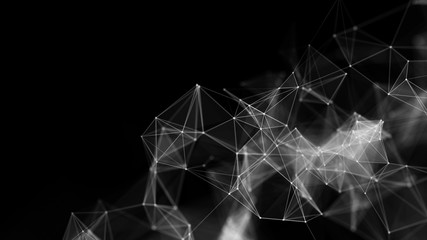 Fototapete - 3d rendering Abstract futuristic dots and lines. computer geometric digital connection structure. Futuristic abstract grid. Design with plexus. Big Data. Intelligence artificial