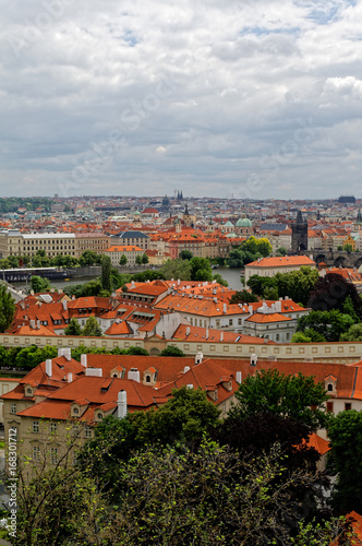 Photo Czech Republic, bird's-eye view on buildings and red roofs.