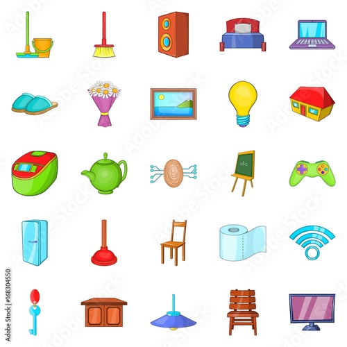 Comfortable house icons set, cartoon style - Buy this stock vector and