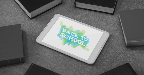 Poster - Tablet on a school table with back to school text on screen