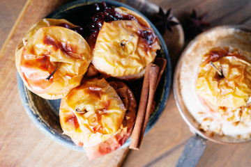 Wall Mural - Fruit dessert baked apples 