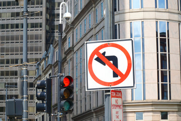 no left turn sign on the street