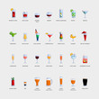 28 Cocktail and beer vector icons set. Party bar and menu drinks glass vectors