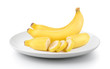 bananas in a plate isolated on a white background