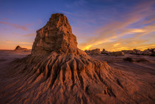 Sunset Over Walls Of China In Mungo National Park, Australia