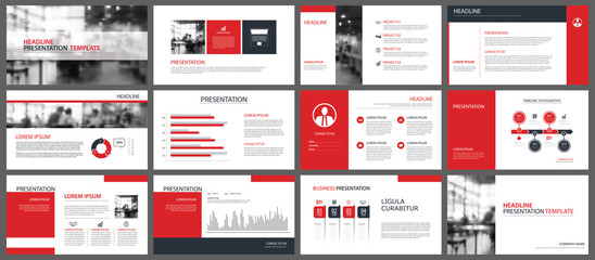 Red presentation templates and infographics elements background. Use for business annual report, flyer, corporate marketing, leaflet, advertising, brochure, modern style.