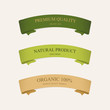 natural label and organic ribbon green color. vintage labels and badges design.