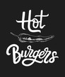 Vector illustration with hand-drawn lettering Hot Burgers.