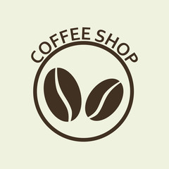 Wall Mural - Coffee shop sign, emblem or label with coffee beans icon. Vector illustration.