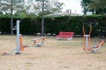 sports equipment in a public park of the city