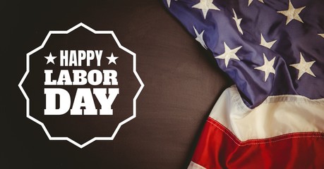 Canvas Print - Labor day text over US flag