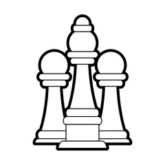 Sticker - Flat line uncolored chess pieces over white background vector illustration