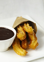 Poster - Traditional mexican dessert churros with chocolate sauce