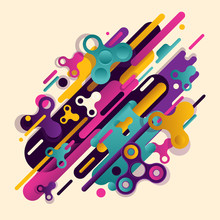 Original Beautiful Combination Of Abstraction Of Modern Style With A Composition Of Various Rounded Figures And Spinners In A Real Color Palette. Vector Illustration.