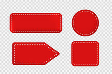 Vector Set Of Realistic Isolated Red Price Tag Coupons For Decoration And Covering On The Transparent Background. Concept Of Discount And Sale.