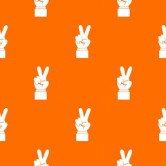 Poster - Hand with victory sign pattern seamless
