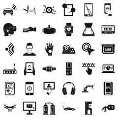 Poster - Screen adjustment icons set, simple style
