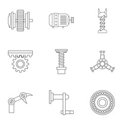 Wall Mural - Machinery gear icon set, outline style