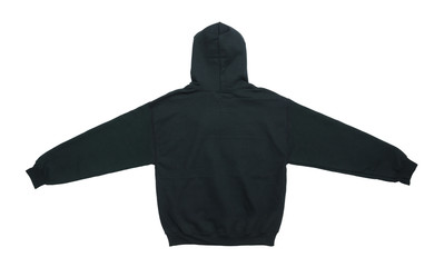 Wall Mural - spread out blank hoodie sweatshirt color black back view on white background