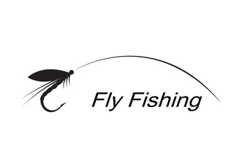 Wall Mural - graphic fly fishing, vector