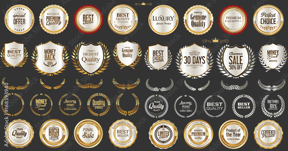 Luxury gold and silver design badges and labels collection Stock Vector ...
