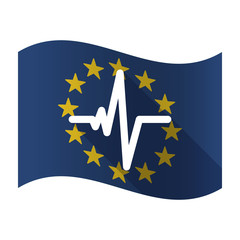 Wall Mural - Isolated EU flag with a heart beat sign