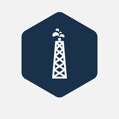 Sticker - Isolated hexagon with an oil tower