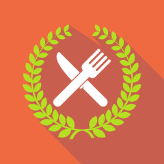 Poster - Long shadow laurel wreath with a knife and a fork