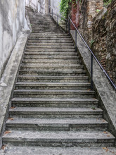 Walkway, Steep Stairway Going Up To The Trsat Castle. Rijeka (Fiume), Croatia. HDR Technique.