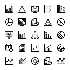 Sticker - Business Charts and Diagrams Vector Line Icons 1