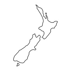 Wall Mural - New Zealand map of black contour curves of vector illustration