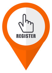 Poster - Register orange pointer vector icon in eps 10 isolated on white background.