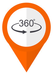 Poster - Panorama 360 orange pointer vector icon in eps 10 isolated on white background.