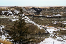 Horseshoe Canyon In Alberta Under A Soft Dusting Of Snow