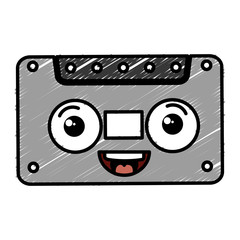 old cassette kawaii character vector illustration design