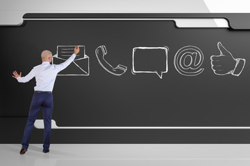 Wall Mural - Businessman drawing e-mail sketch on a board 3D rendering