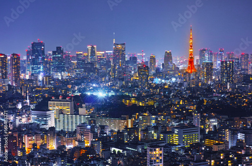 Plakat Nocny widok Tokio