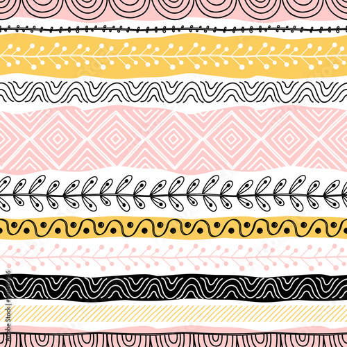 Naklejka dekoracyjna Template of seamless pattern. Can be used as background, packaging paper, cover, fabric and etc. Freehand drawing