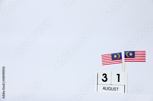 Fotografía AUGUST 31 Wooden calendar Concept independence day of Malaysia and Malaysia national day