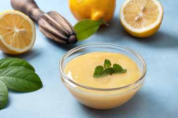 Canvas Print - lemon curd in a glass bowl