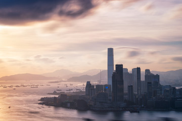 Fototapete - Hong Kong City skyline at sunset